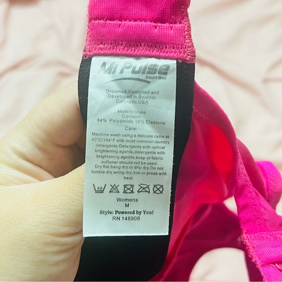 Mi Pulse Pink/Gray Smart Sports Bra with Heart Rate Monitor Attachment - Picture 15 of 15